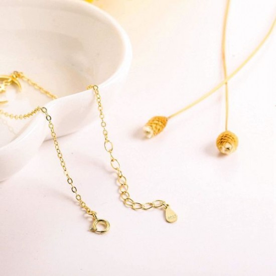 14K Gold Plated Moon Bracelet 925 Sterling Silver Crescent Moon Star Charm Bracelet Gift For Women 14K Gold Plated Moon Bracelet 925 Sterling Silver Crescent Moon Star Charm Bracelet Gift For Women